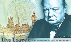 The face of Winston Churchill on Britain's new £5 bank note